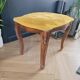 Antique wooden and velvet ottoman stool