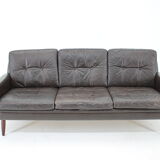 1970s Danish 3-seater sofa in dark brown leather