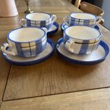 Set of 4 plaid mugs/bowls
