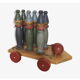Set of Moulin Roty brand wooden bowling on roller cart, limited series.