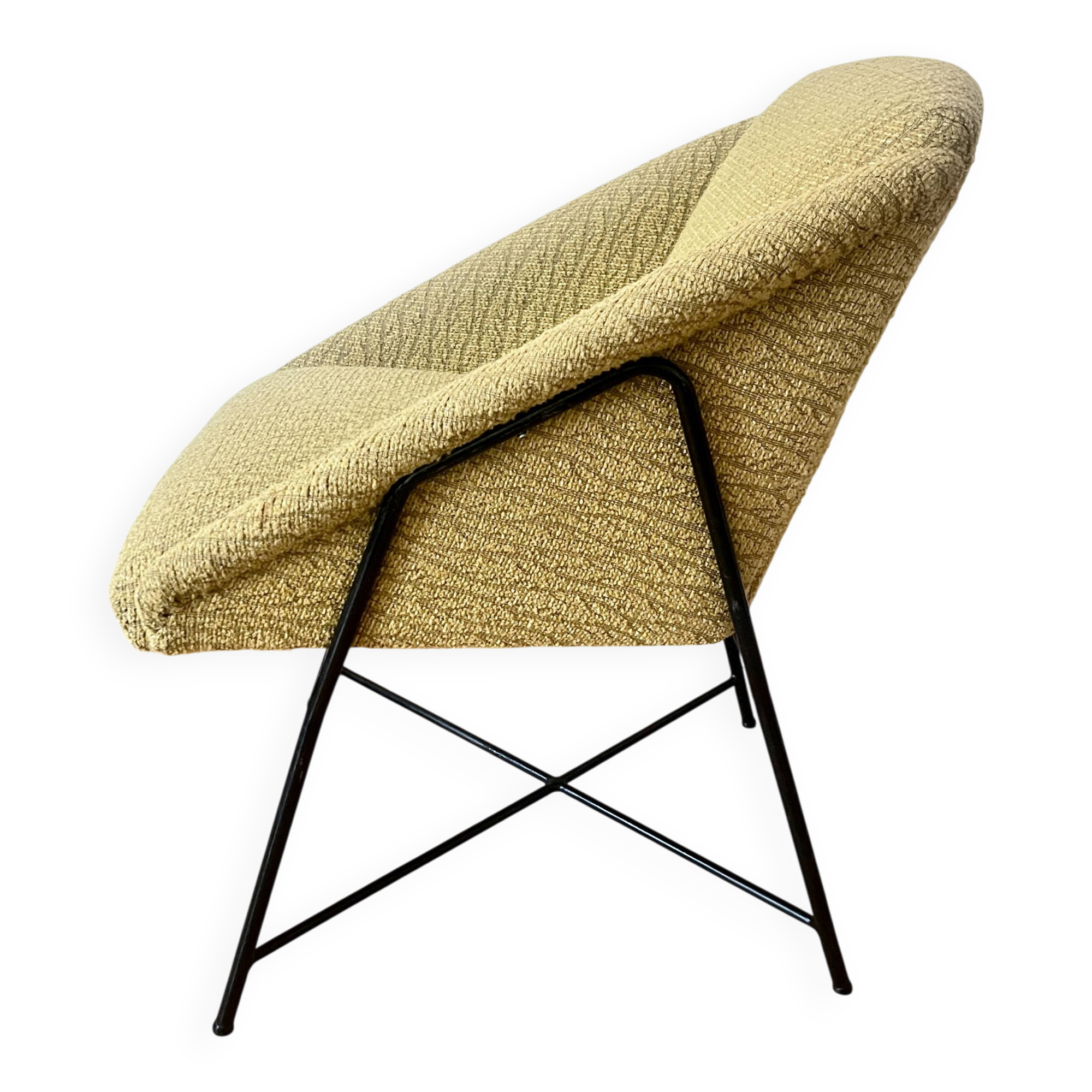 Mid Century Modern Lounge Chair 1950s Scandinavian Armchair Mustard Yellow
