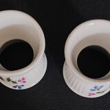 Pair of porcelain diabolo egg cups decorated with 20th century barbels