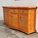Vintage rattan & wood orange curved sideboard, 1980s