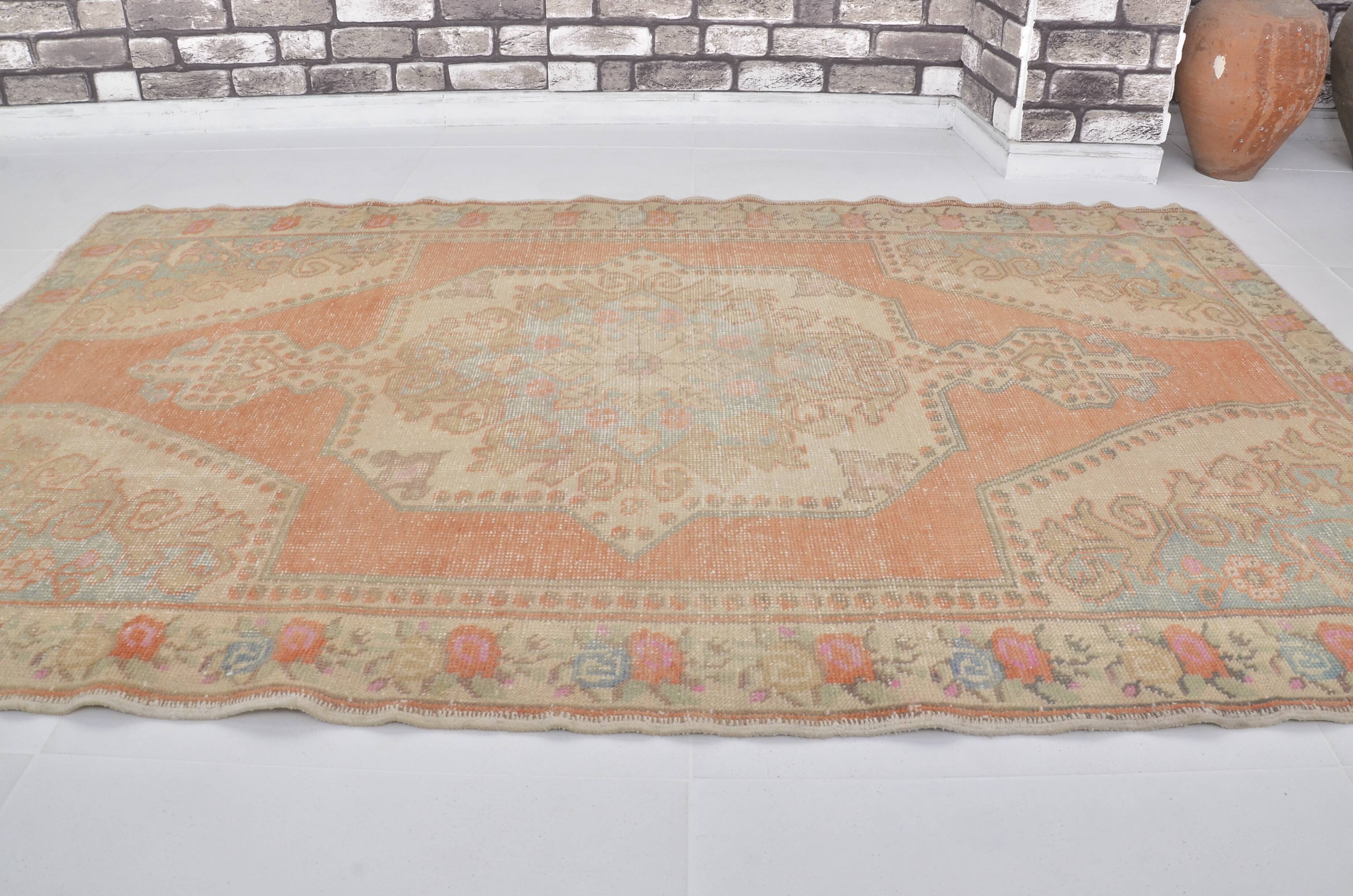 Tapis anatolien orange et beige sku 2434
