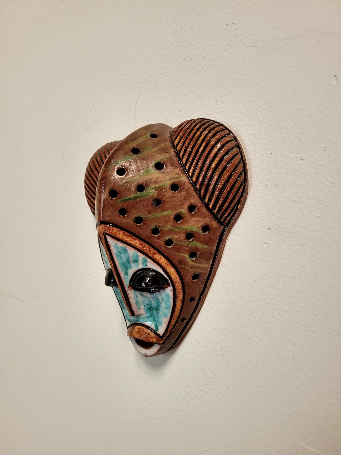 Vintage ceramic and terracotta mask signed