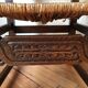 Rustic armchair solid wood and plaited straw