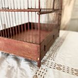 Cage à oiseaux ancienne en bois et acier