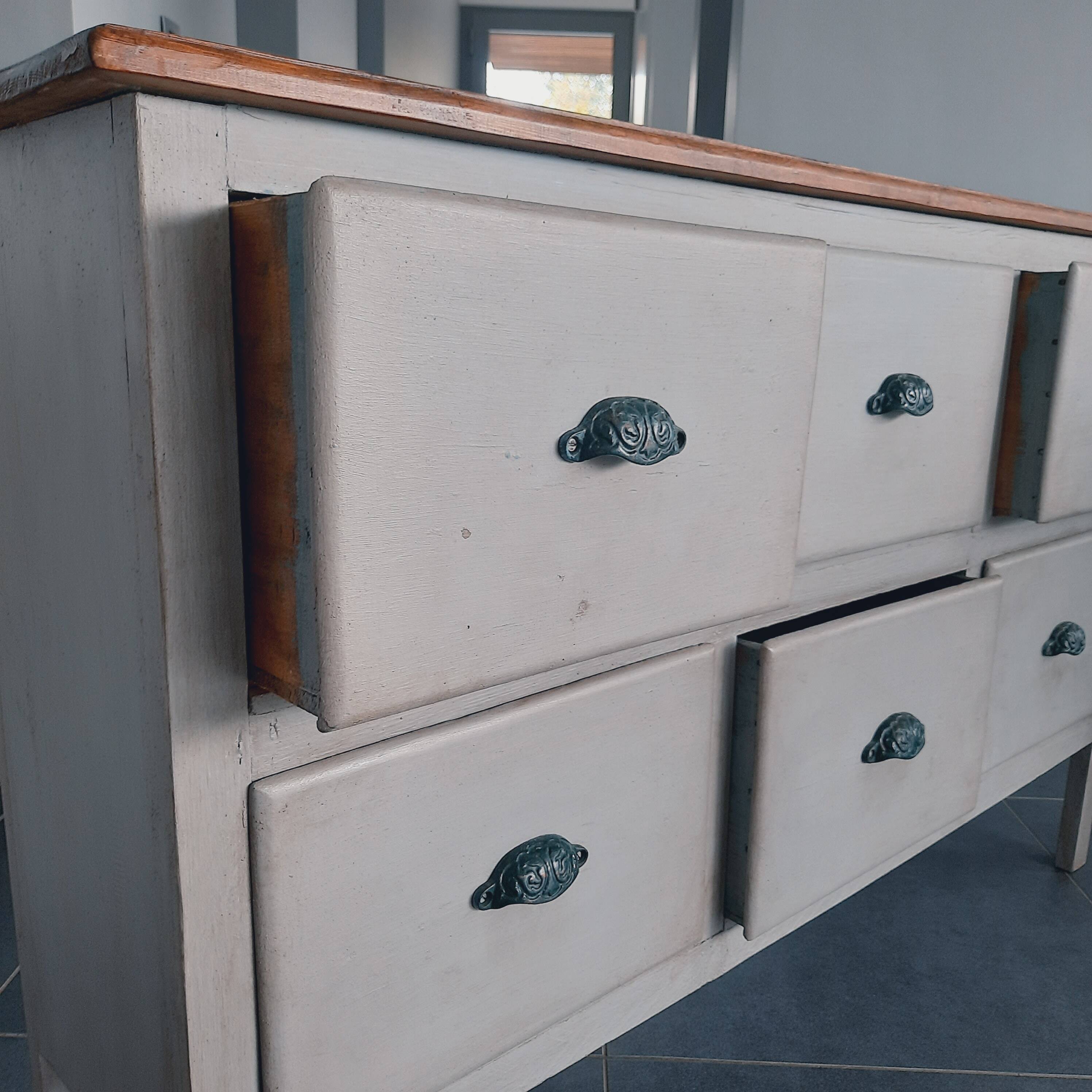 6-drawer craft cabinet with shell handles