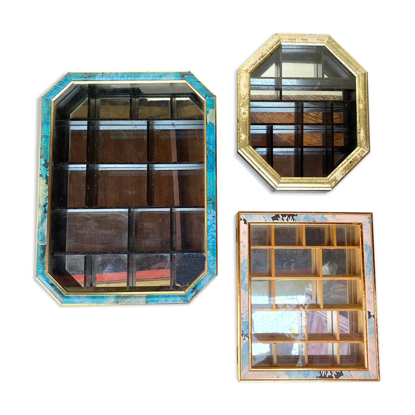 Vintage wall display cases