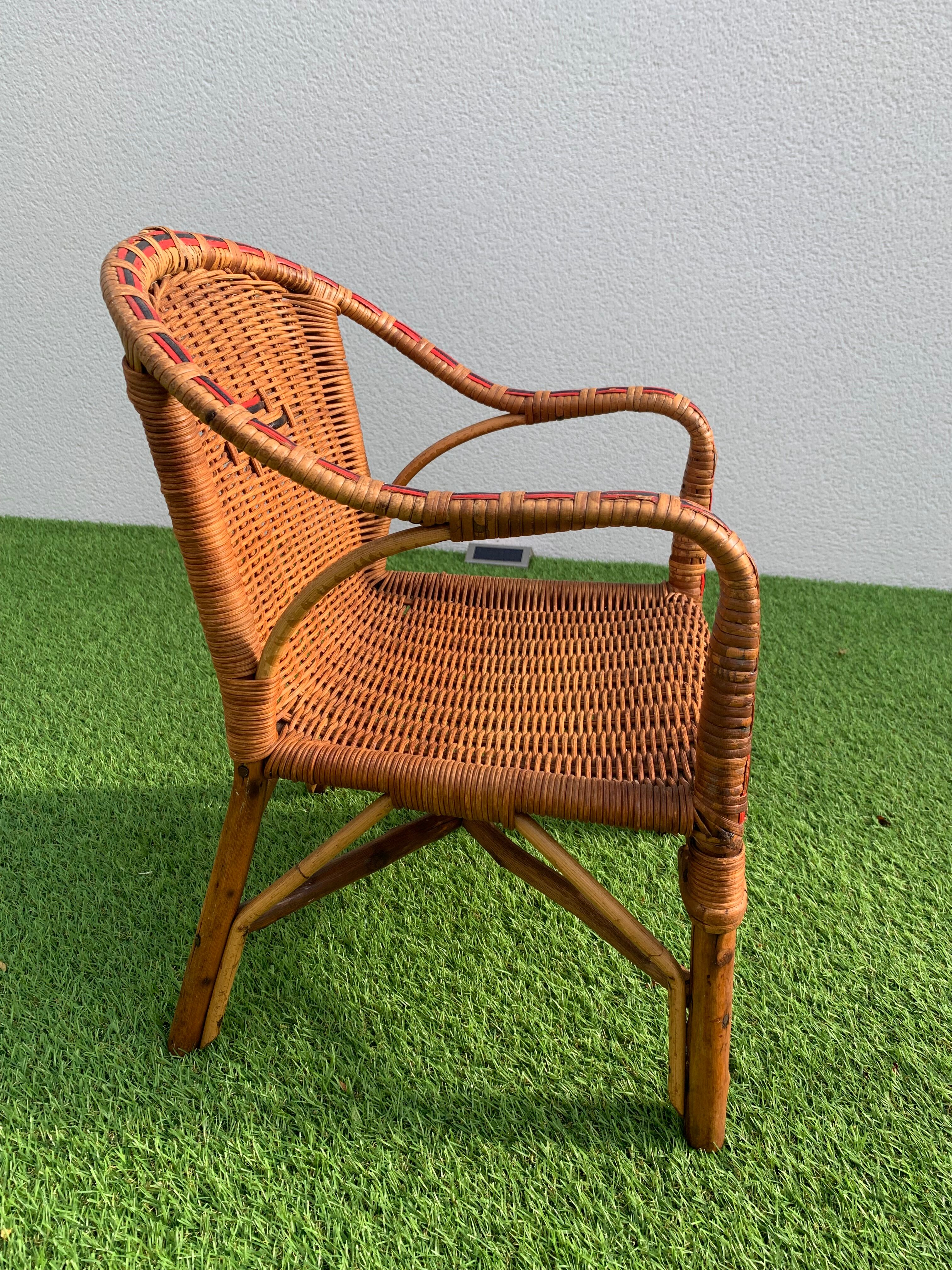 Vintage wicker and rattan armchair