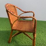 Vintage wicker and rattan armchair