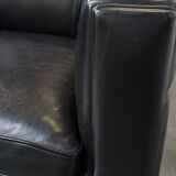 Set of 2 black sheepskin Art Deco design armchairs with high seating comfort