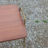 Floor lamp of the 50s in gilded metal triple mahogany tablets and gilded metal