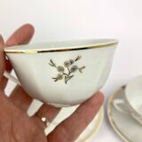 Vintage Mismatched Set of 6 Porcelain Cups and 5 Saucers - Gold
