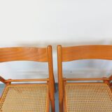 Set of 4 vintage folding chairs from Habitat made of beech wood and caning.