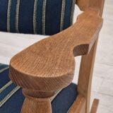 1970s, Danish design, oak wood rocking chair with footstool, furniture wool, original condition.