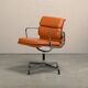 Charles & Ray Eames EA208 Soft Pad Chairs Chrome and Cognac leather, Vitra