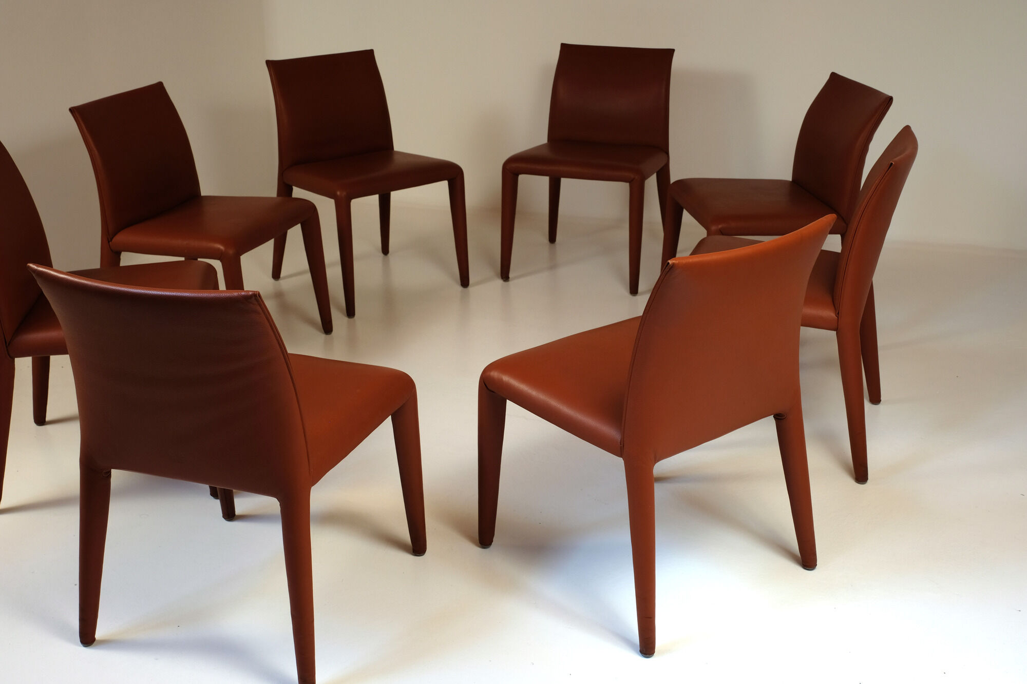 Lot of 8 leather chairs by Mario Bellini for B&B Italia