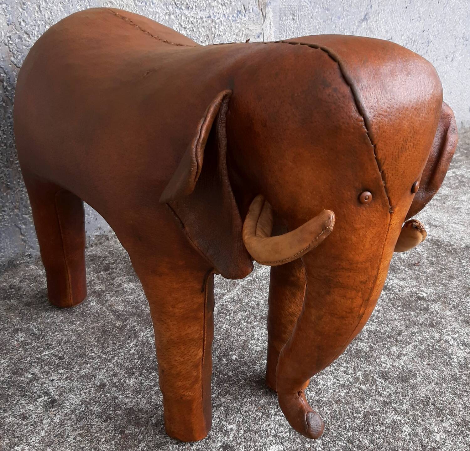 Leather footstool, Dimitri Omersa, 1950s