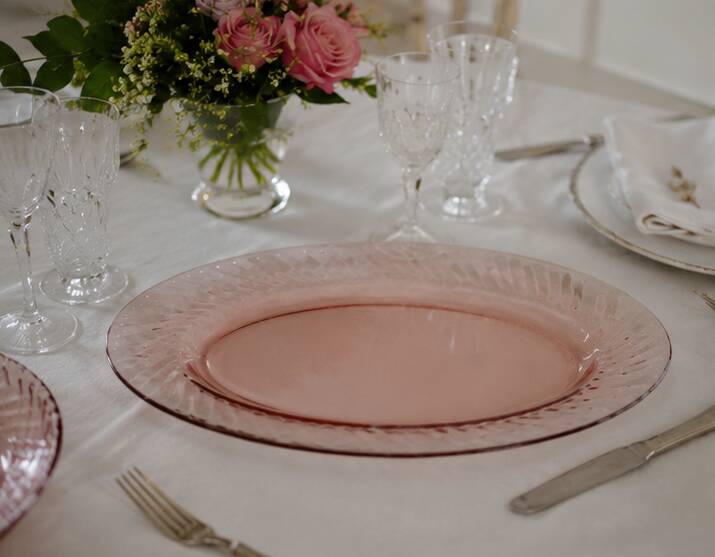 Oval pink plate Arcoroc Rosaline