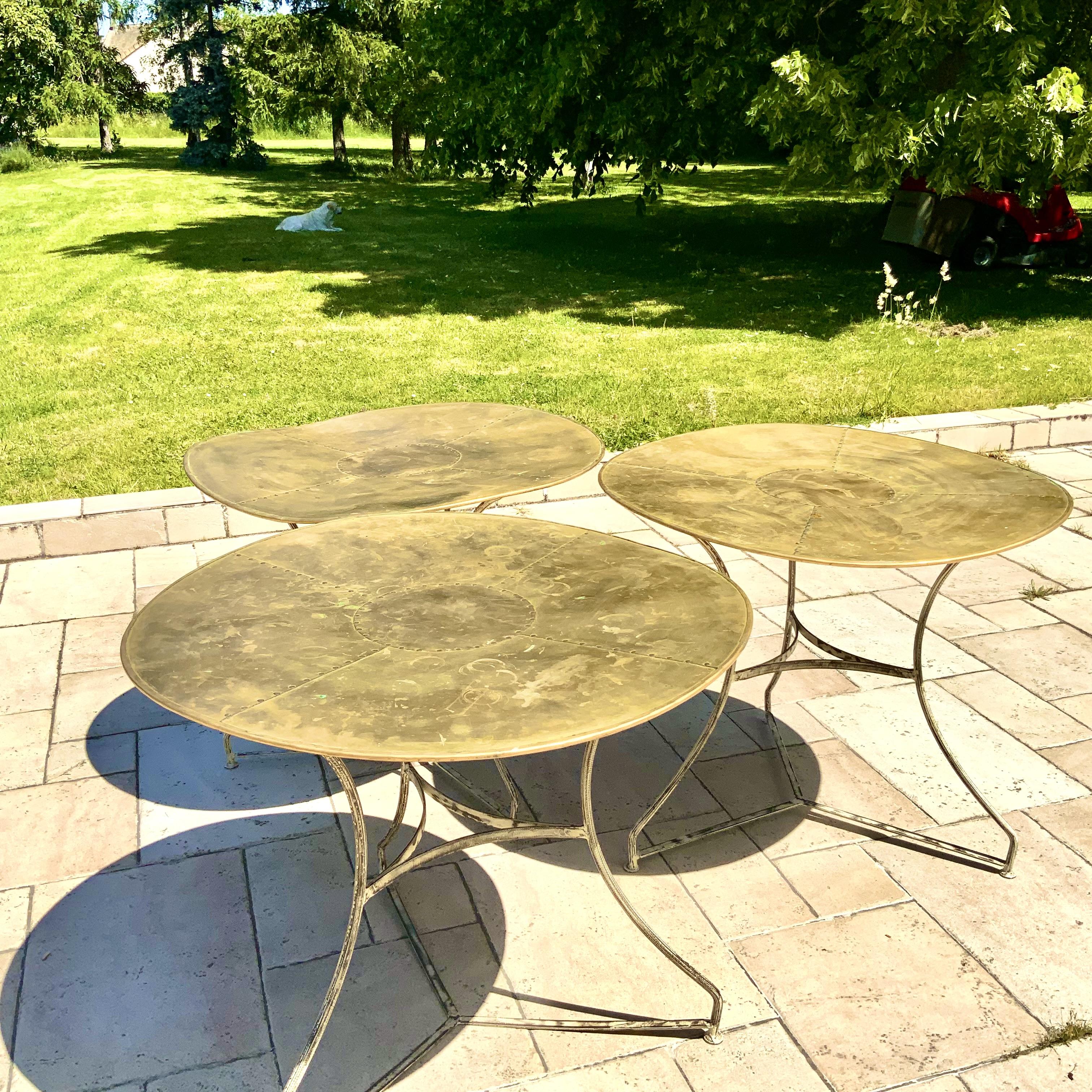 3 bistro tables brass