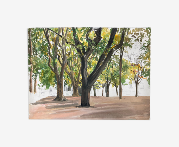 Aquarelle paysage vintage