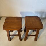 Pair of solid wood stools – vintage rustic style