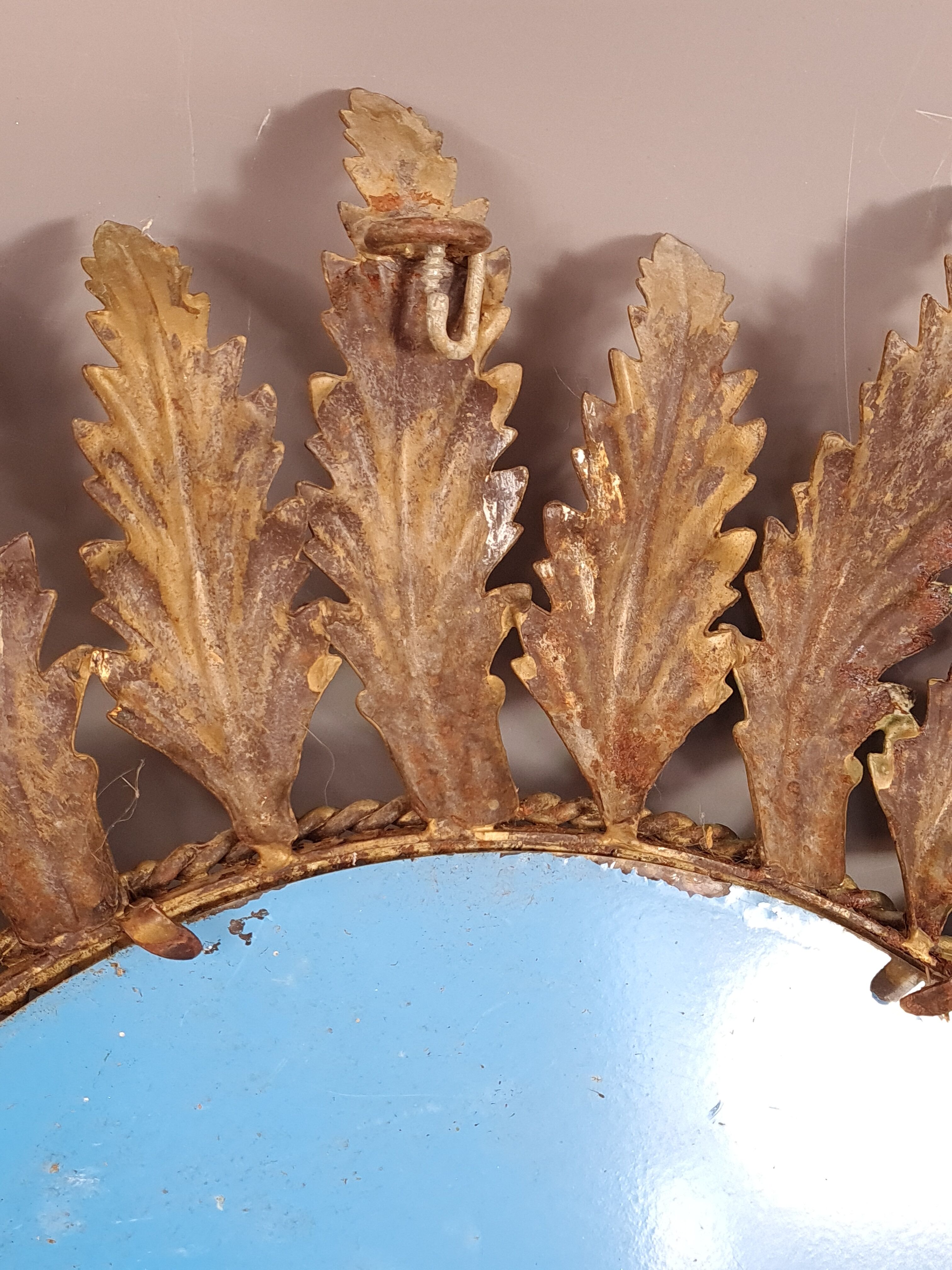 Mirror sun acanthus sheets vintage gold metal 50s