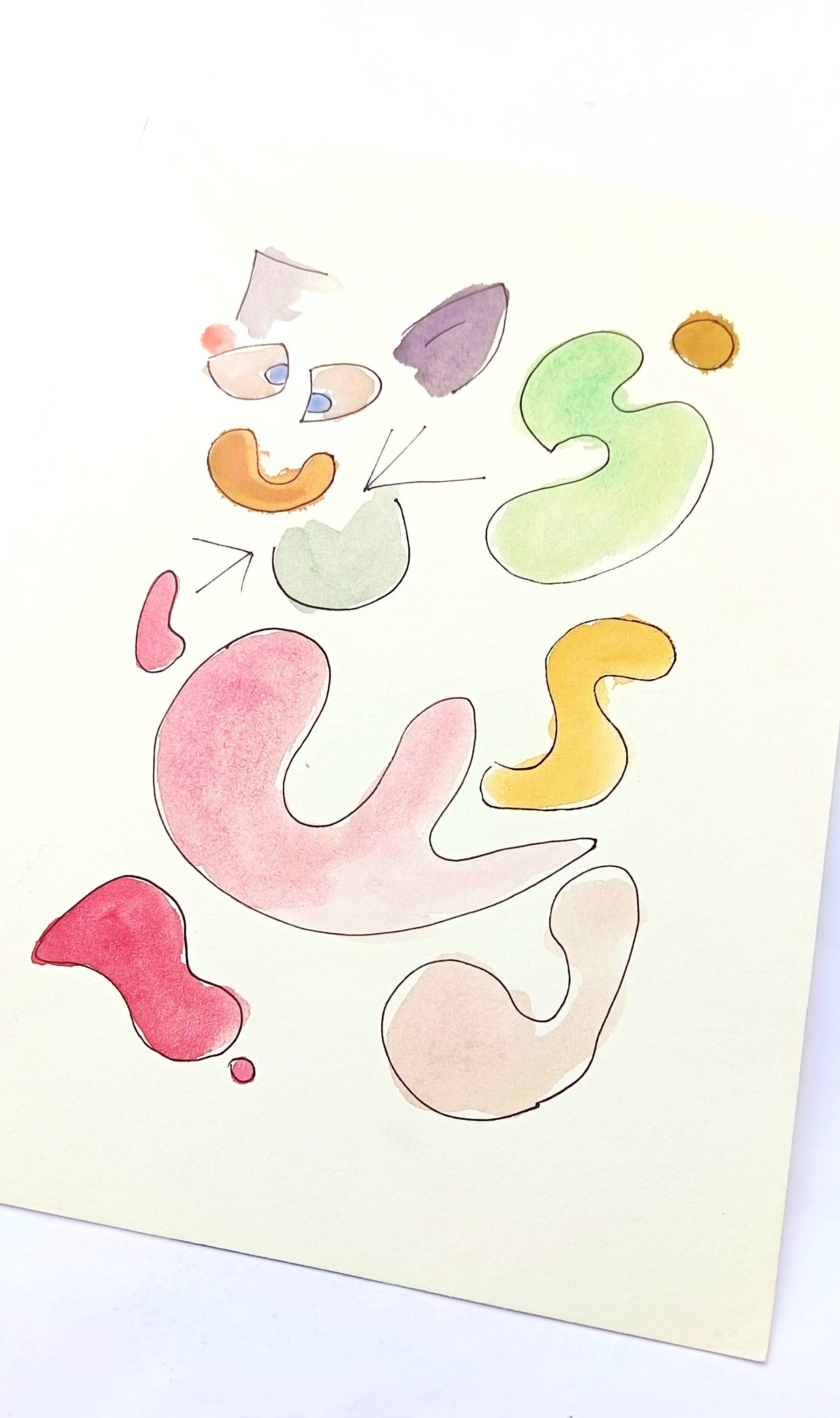 Original abstract painting – coloured organic shapes
