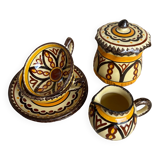 Quimper earthenware chocolate service signed HB