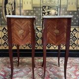Pair of Louis XV/Transition style bedside tables in marquetry