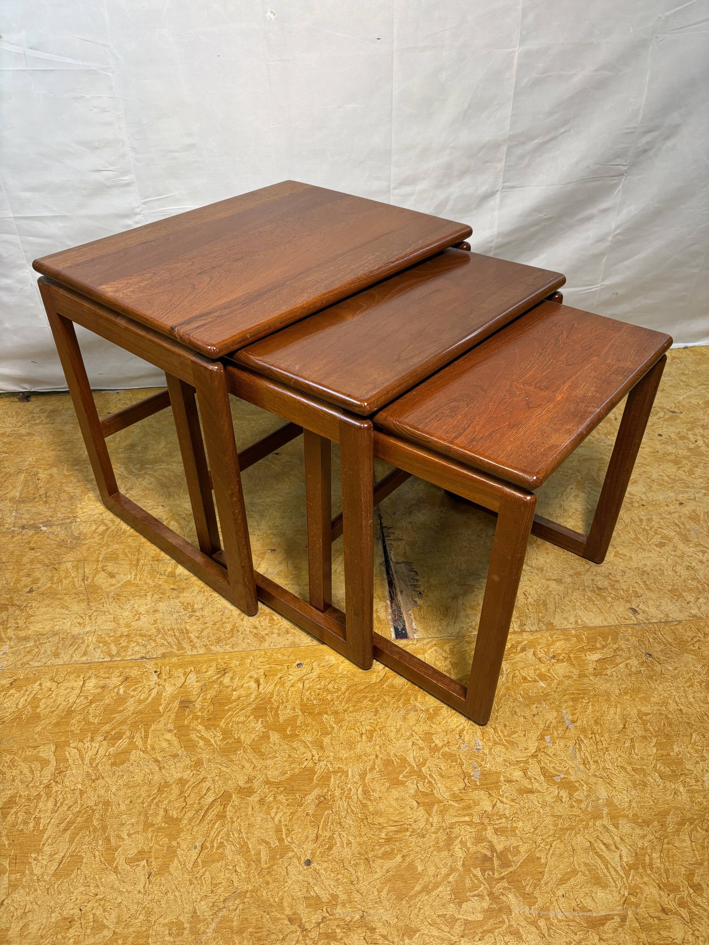 Mid-Century Retro Vintage Teak Nest of Tables 1960  Scandinavian-Inspired •
