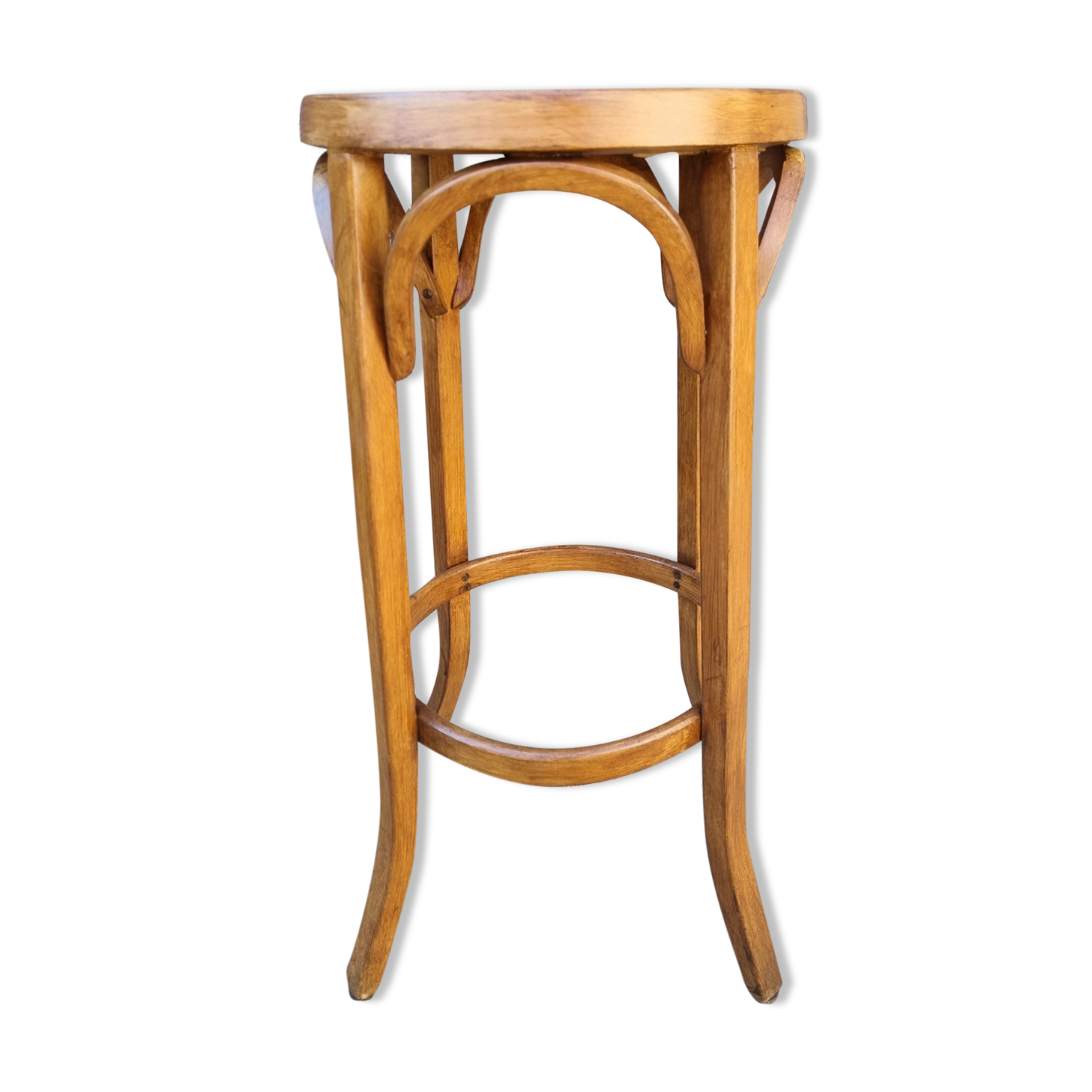 Baumann bar top stool, signed, wood, vintage, 1954