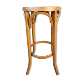 Tabouret haut de bar Baumann signé bois vintage 1954