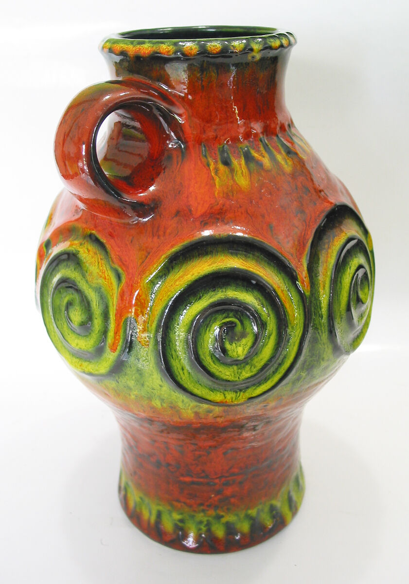 Pair of vases 1970's fat lava retro design mid century