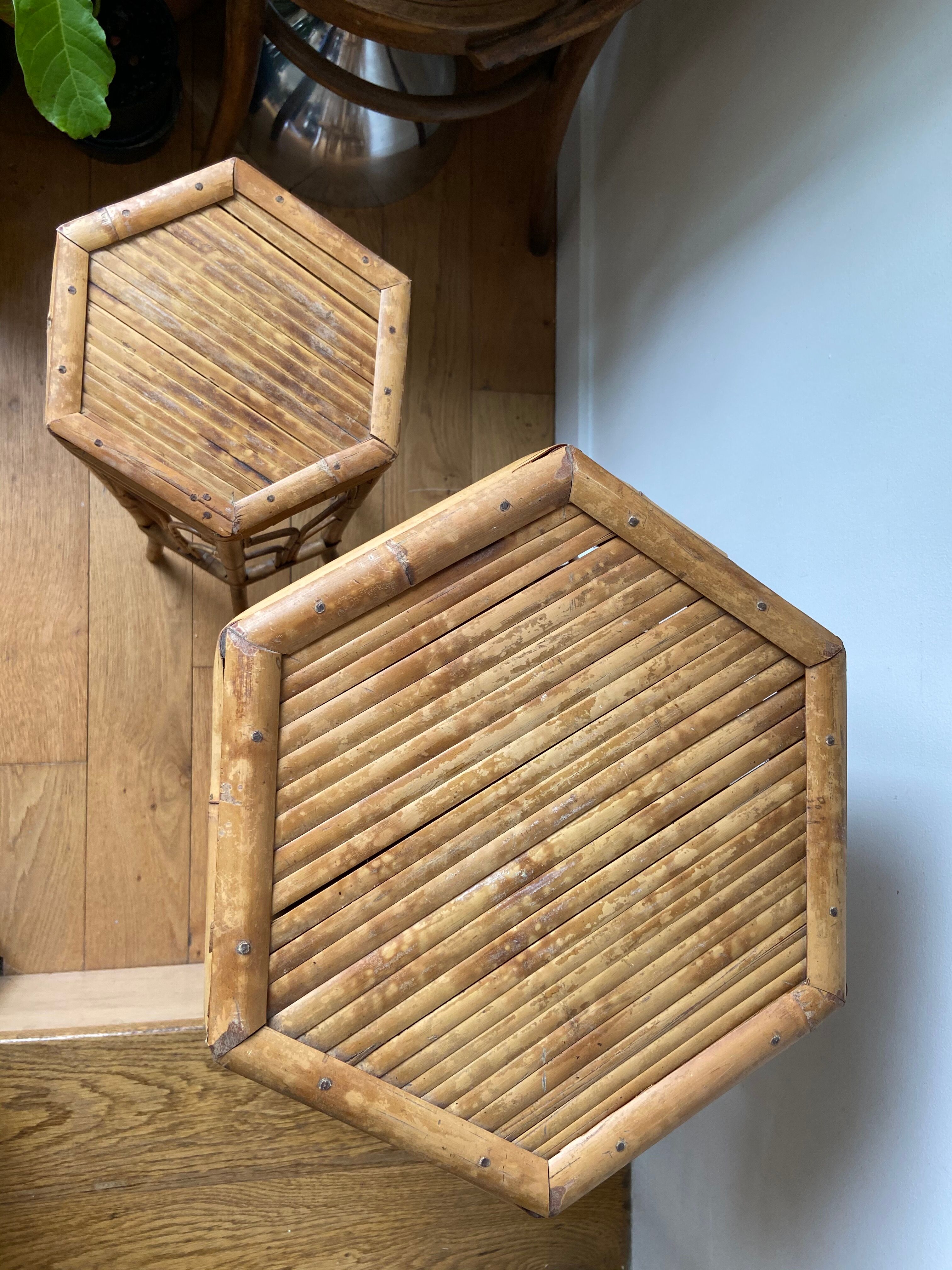 Trio of rattan gigognes harnesses