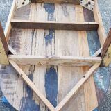 Oval table in polychrome wood