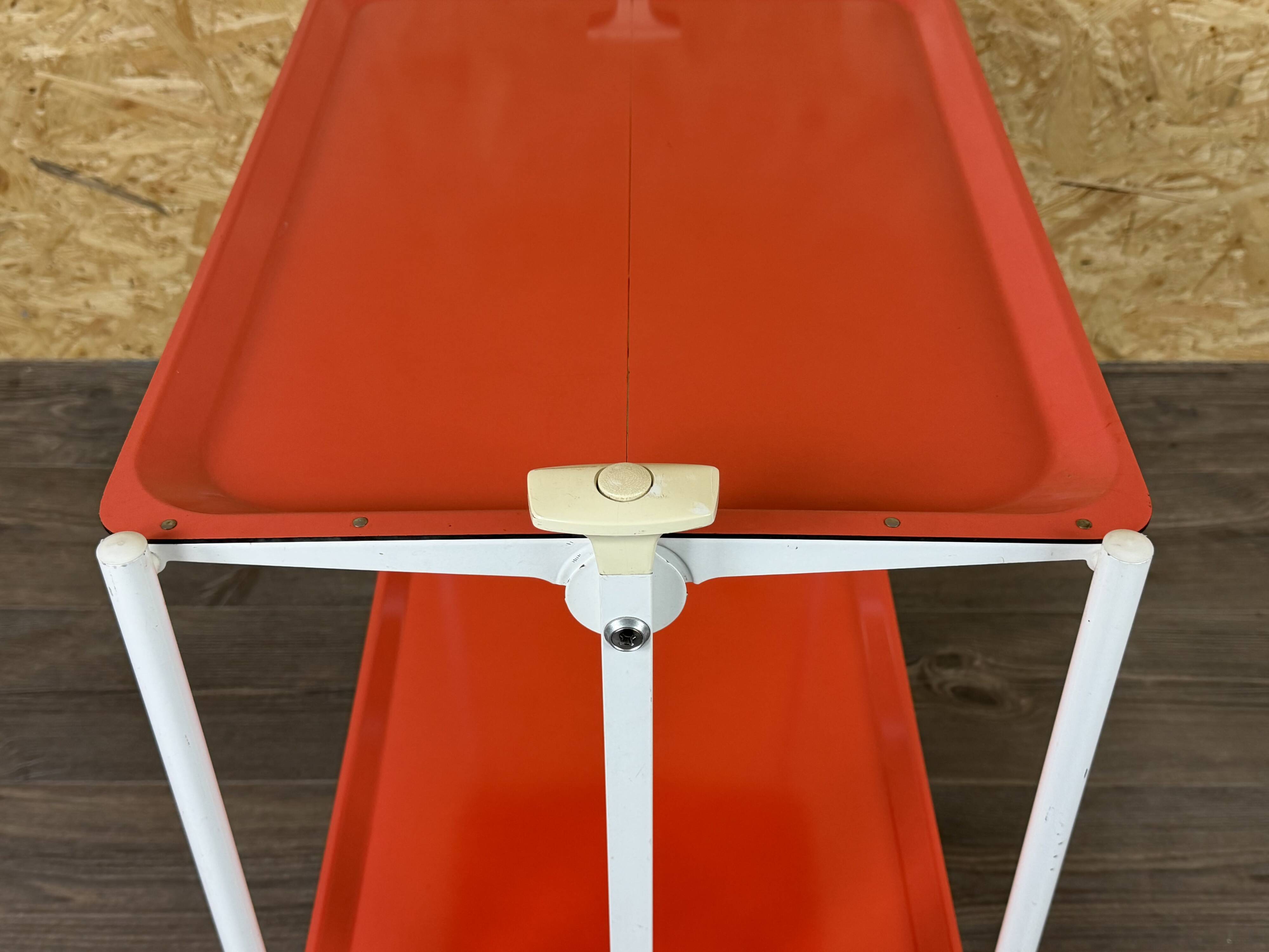 Chariot de service Table d'appoint Design orange Space Age Années 1960 Années 1970
