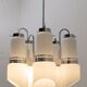 Vistosi Midcentury Italian Murano Glass and Steel "Incamiciato" Chandelier