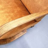 1930 Jindrich Halabala Bentwood Armchair in Rust Brown Velvet