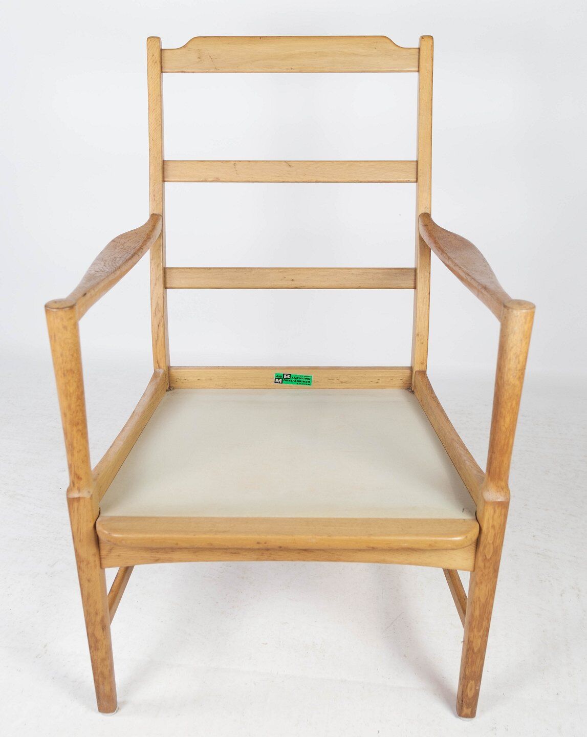 Oak armchair and striped fabric by Bjärnums Möbelfabrik from the 60s