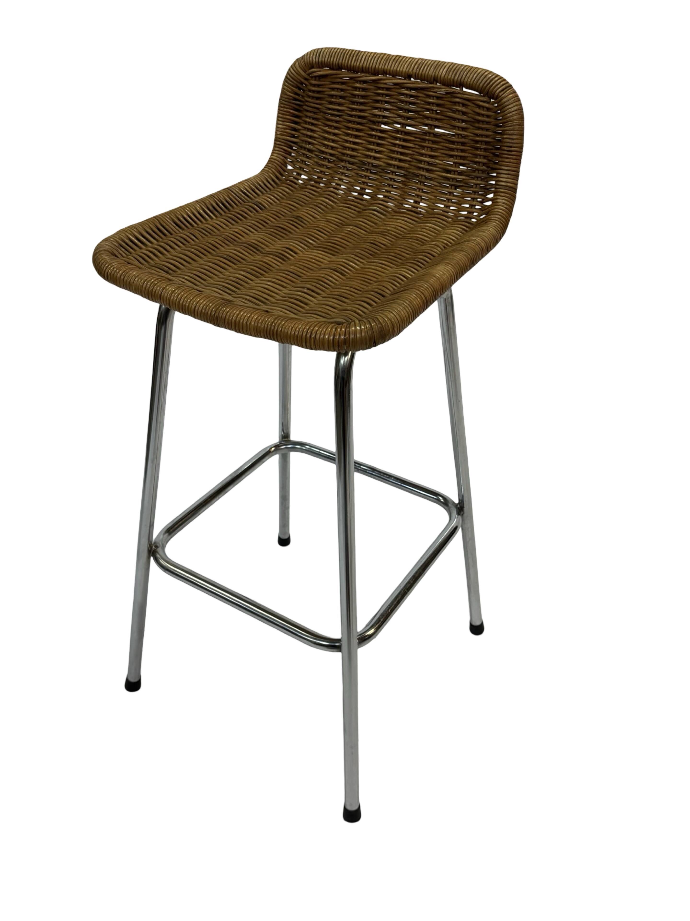 Set of 4 vintage bar stools Dirk van Sliedregt Rohe Noordwolde 1960's