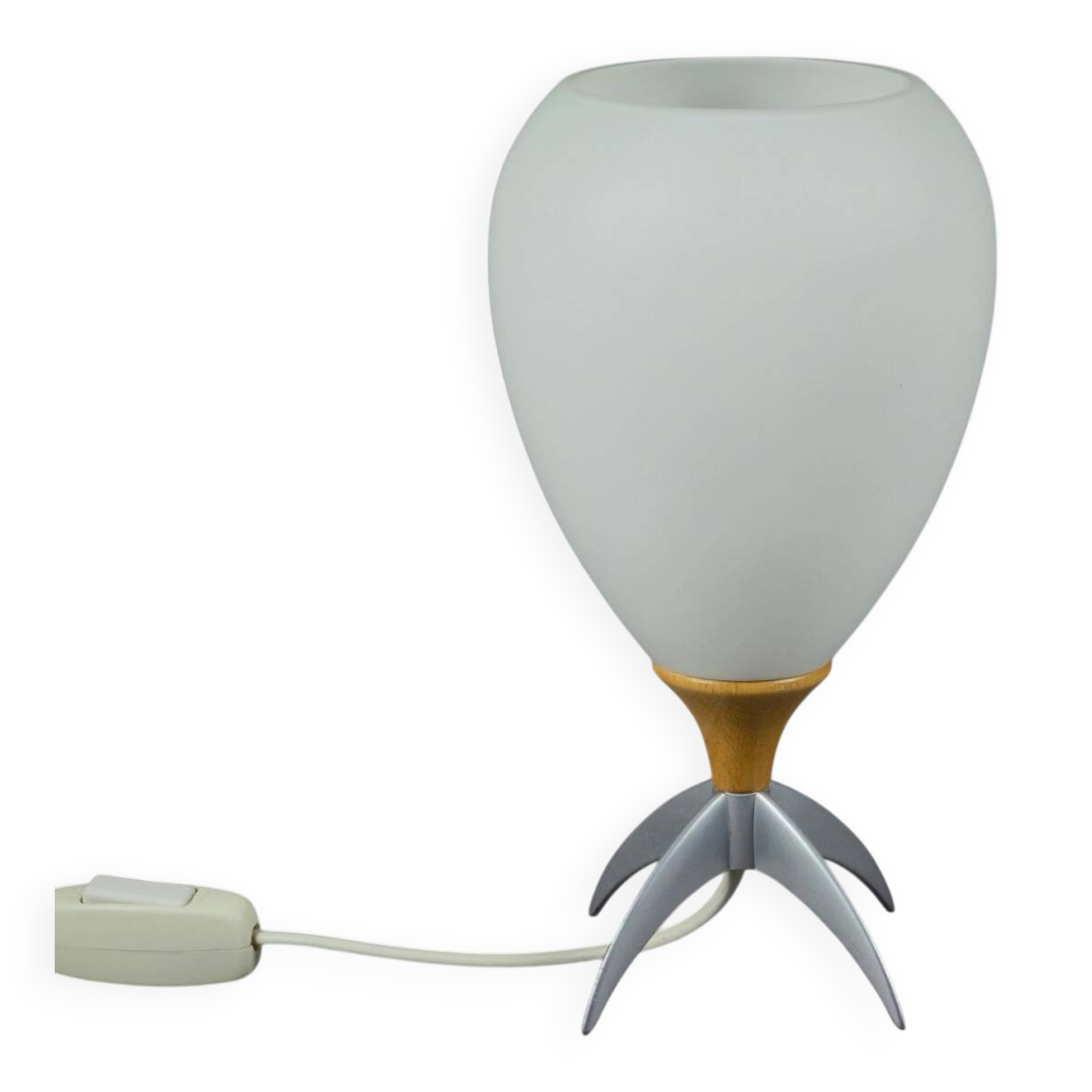 Vintage 1990s Opaline Glass Rocket-Shaped Mushroom Table Lamp.