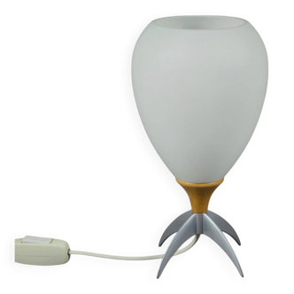Vintage 1990s Opaline Glass Rocket-Shaped Mushroom Table Lamp.