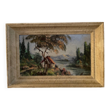 Signed mountain landscape painting.