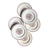 6 Gien soup plates in ecru and brown ironstone