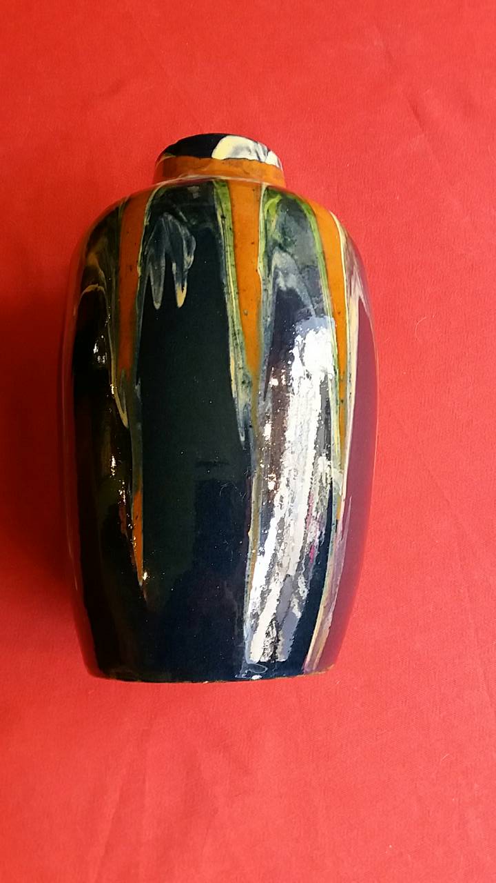 Savoyard pottery vase, signed and numbered