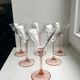Set of 6 pink-footed cocktail glasses design 70s