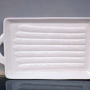 Italian White Majolica Rectangular Dish or Plate circa Asparagus Majolica