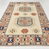 7x10 Vimtage Beige Orange Large Area Vintage Rug, 203x292 Cm